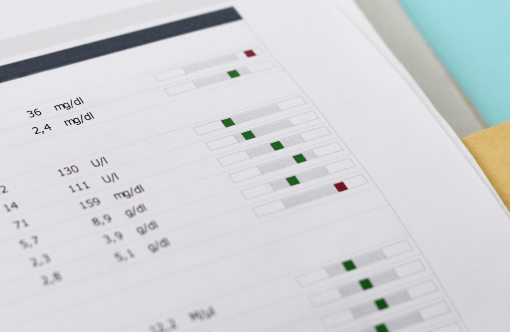 Laborergebnisse eines Selbsttests für Vitamine und Mineralstoffe